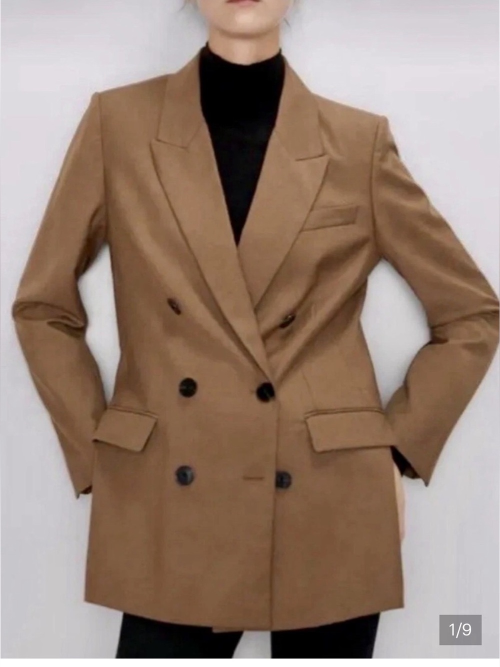 Zara Double-Breasted Tan/Brown Blazer
